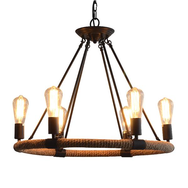Industrial rope candle chandelier